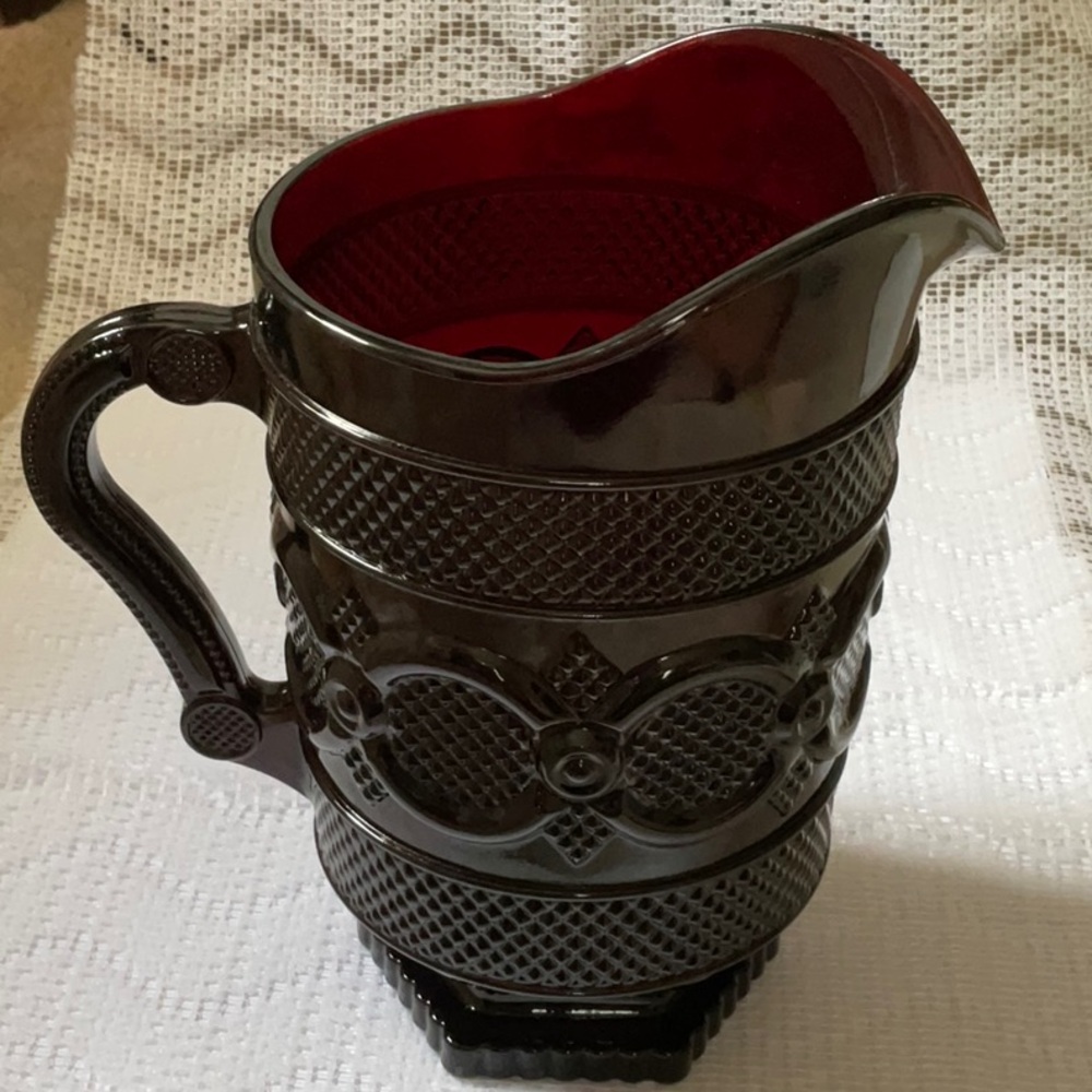 Vintage Ruby Red Cape Cod Glass Pitcher - Picture 3 of 7